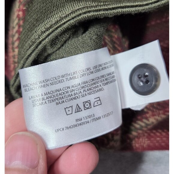 Orvis Shirt Mens Large Red Green Plaid Heavy Flannel Button Up Shacket Hiking - Picture 7 of 10